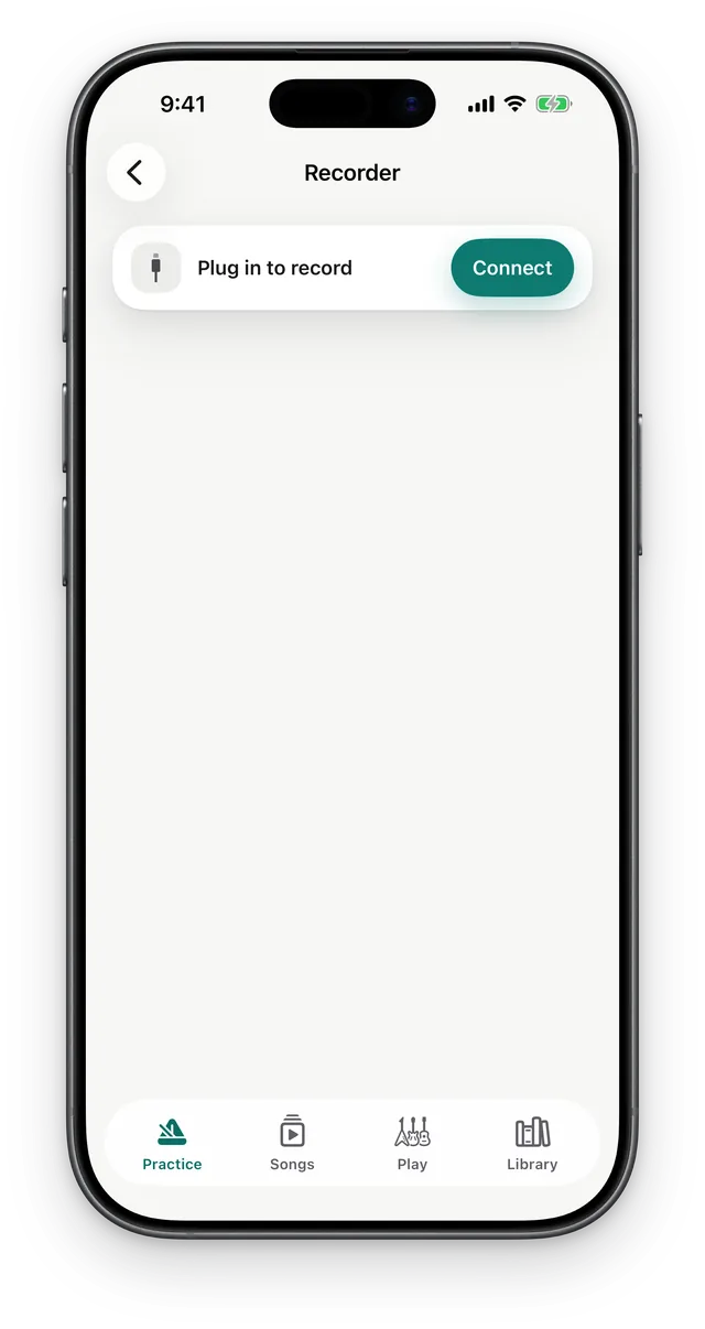The Recorder with a Plug in to record card and a Connect button.